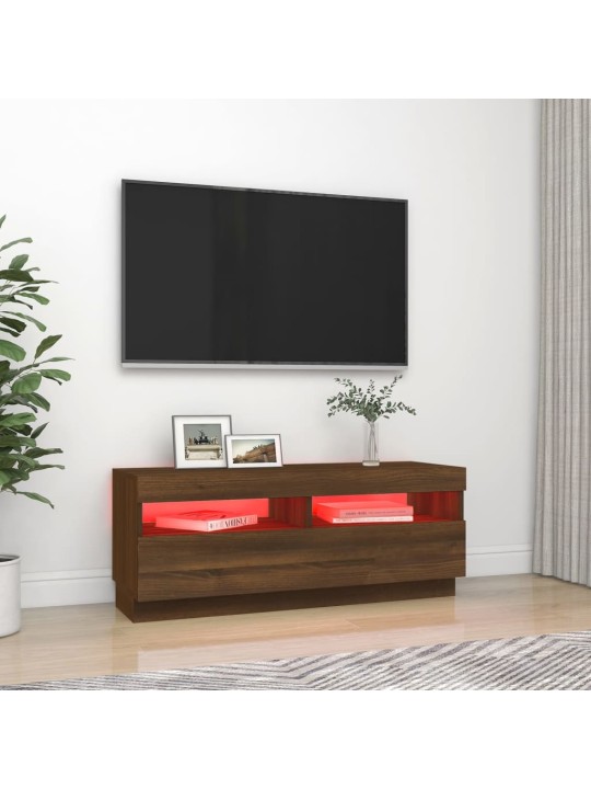Tv skapītis ar led lampiņām, ozolkoka krāsa, 100x35x40 cm