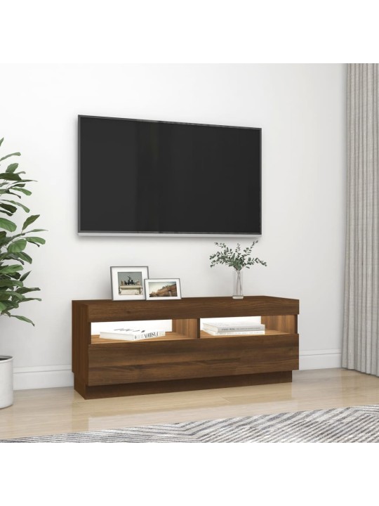 Tv skapītis ar led lampiņām, ozolkoka krāsa, 100x35x40 cm