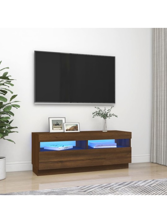 Tv skapītis ar led lampiņām, ozolkoka krāsa, 100x35x40 cm
