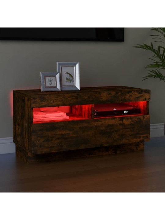 Tv skapītis ar led lampiņām, ozolkoka krāsa, 80x35x40 cm