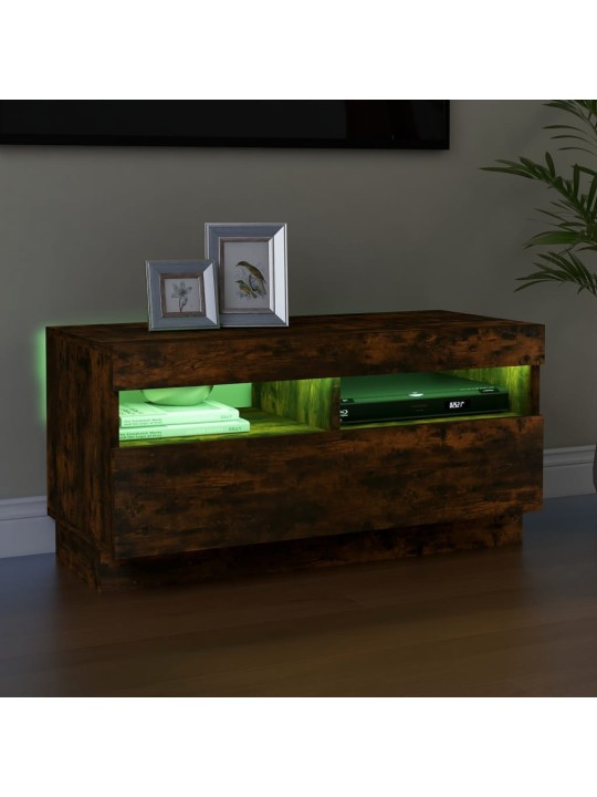 Tv skapītis ar led lampiņām, ozolkoka krāsa, 80x35x40 cm