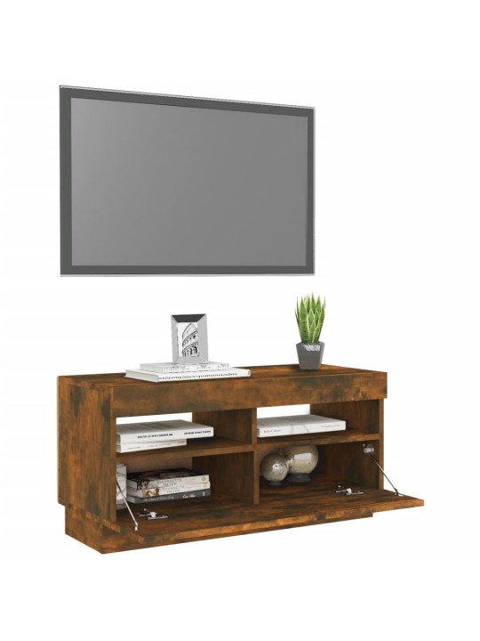 Tv skapītis ar led lampiņām, ozolkoka krāsa, 80x35x40 cm