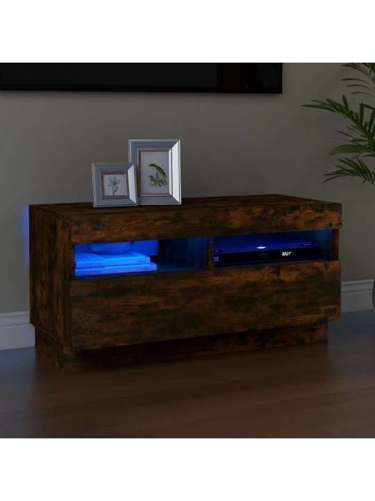 Tv skapītis ar led lampiņām, ozolkoka krāsa, 80x35x40 cm