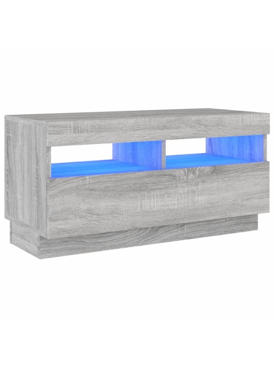 Tv skapītis ar led lampiņām, pelēka ozolkoka krāsa, 80x35x40 cm