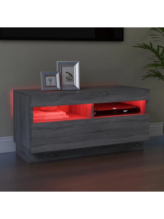 Tv skapītis ar led lampiņām, pelēka ozolkoka krāsa, 80x35x40 cm