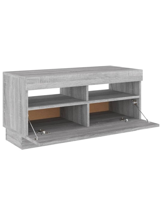 Tv skapītis ar led lampiņām, pelēka ozolkoka krāsa, 80x35x40 cm