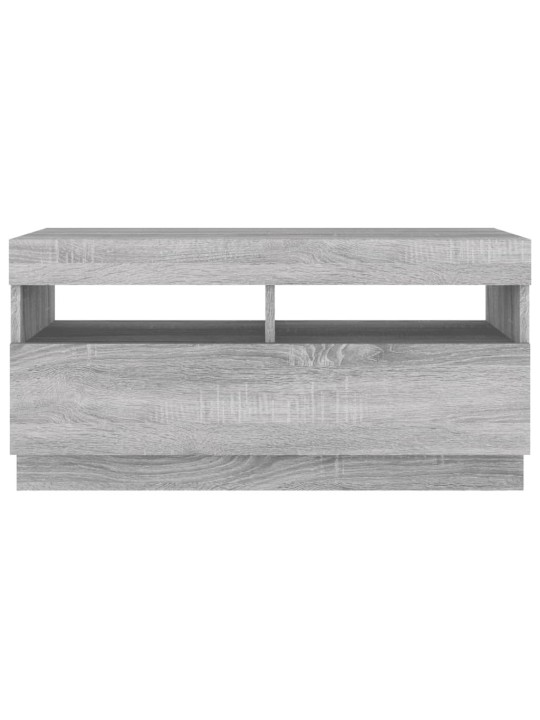 Tv skapītis ar led lampiņām, pelēka ozolkoka krāsa, 80x35x40 cm