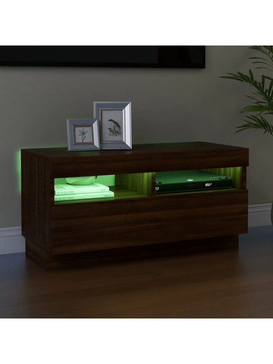 Tv skapītis ar led lampiņām, ozolkoka krāsa, 80x35x40 cm