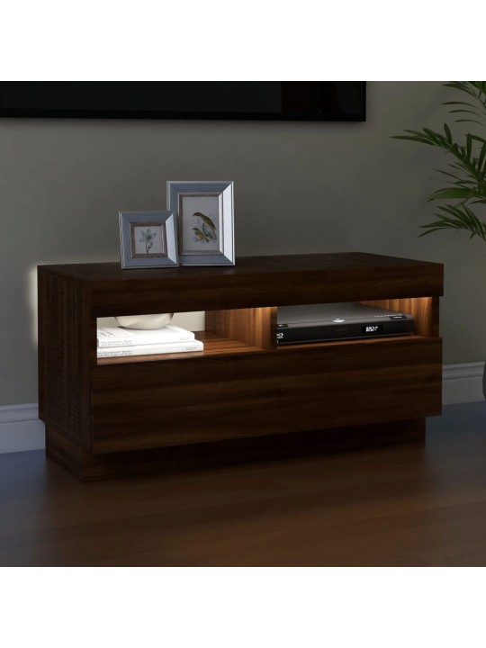 Tv skapītis ar led lampiņām, ozolkoka krāsa, 80x35x40 cm