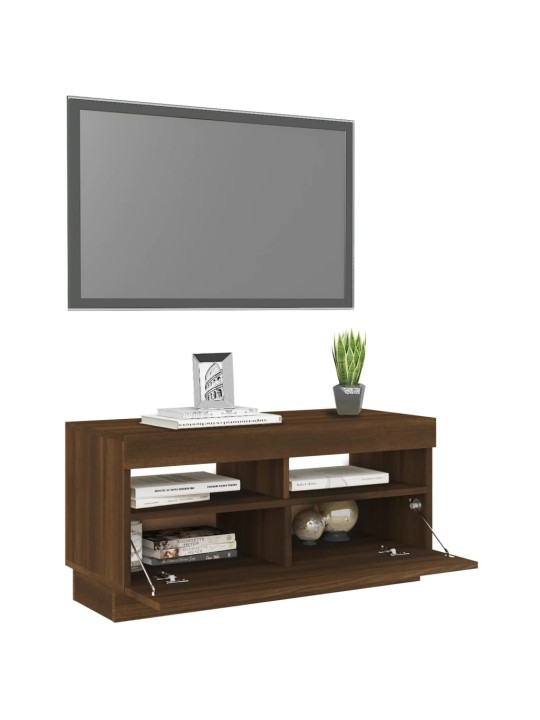 Tv skapītis ar led lampiņām, ozolkoka krāsa, 80x35x40 cm