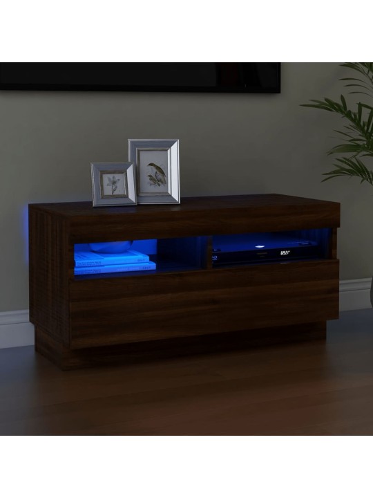 Tv skapītis ar led lampiņām, ozolkoka krāsa, 80x35x40 cm