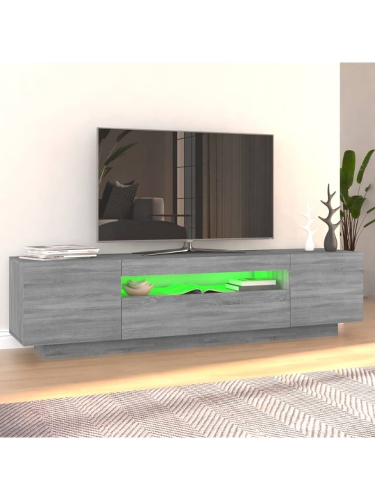 Tv skapītis ar led lampiņām, 160x35x40 cm, pelēka ozola krāsa