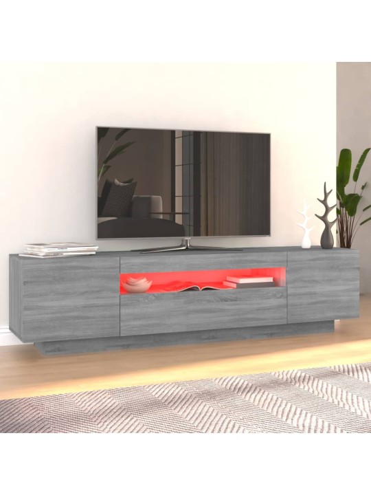 Tv skapītis ar led lampiņām, 160x35x40 cm, pelēka ozola krāsa