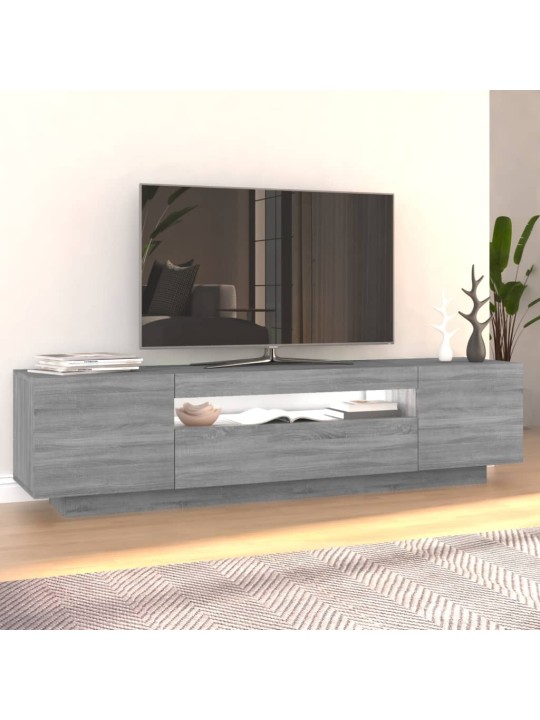 Tv skapītis ar led lampiņām, 160x35x40 cm, pelēka ozola krāsa
