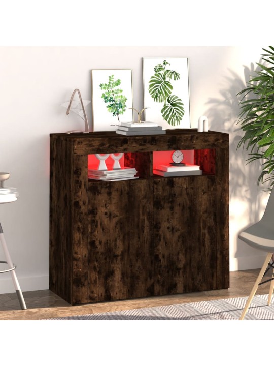 Kumode ar led lampiņām, ozolkoka krāsa, 80x35x75 cm