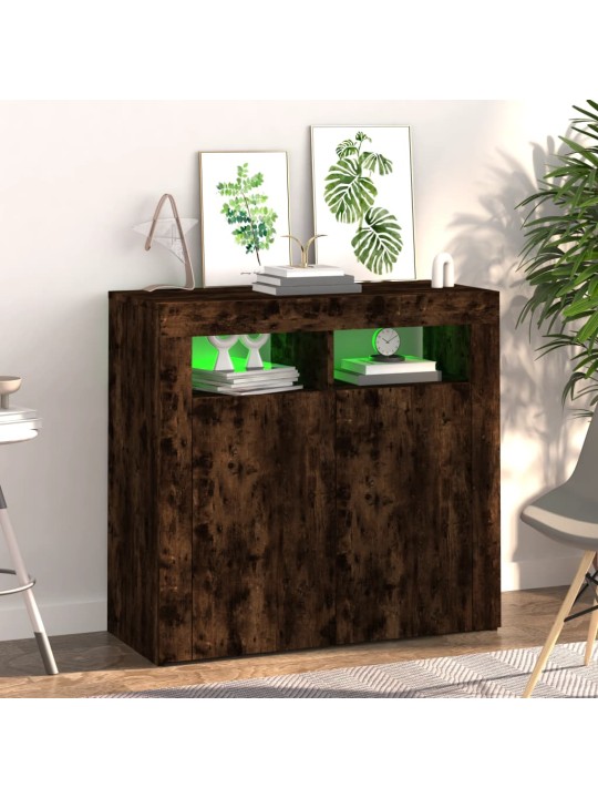 Kumode ar led lampiņām, ozolkoka krāsa, 80x35x75 cm