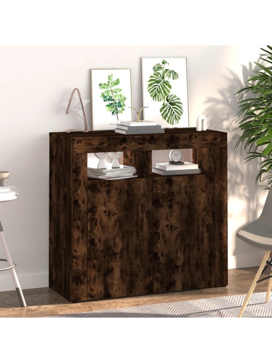 Kumode ar led lampiņām, ozolkoka krāsa, 80x35x75 cm