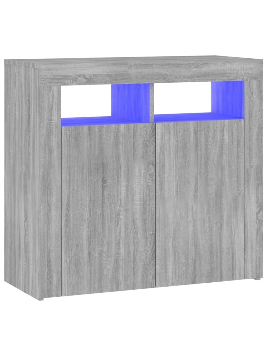 Kumode ar led lampiņām, pelēka ozolkoka krāsa, 80x35x75 cm