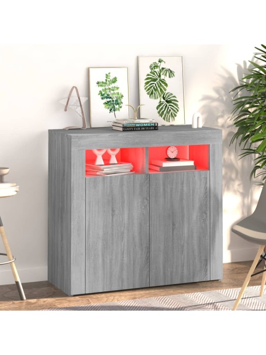 Kumode ar led lampiņām, pelēka ozolkoka krāsa, 80x35x75 cm