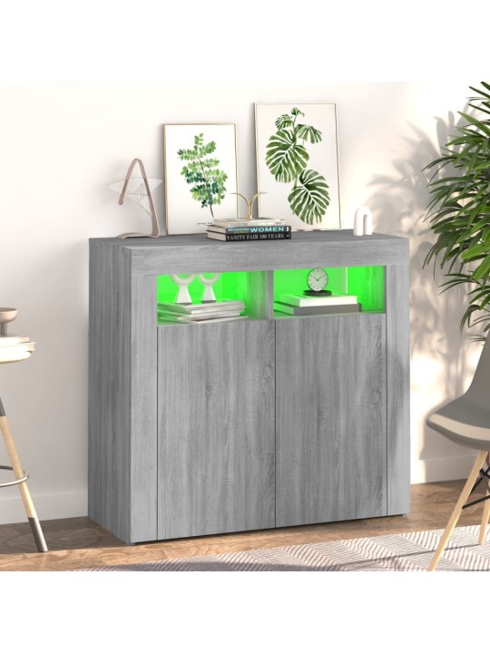 Kumode ar led lampiņām, pelēka ozolkoka krāsa, 80x35x75 cm