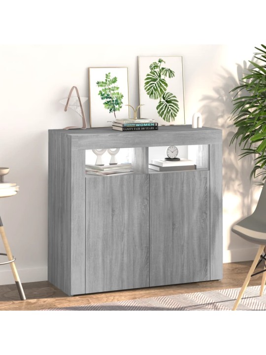 Kumode ar led lampiņām, pelēka ozolkoka krāsa, 80x35x75 cm