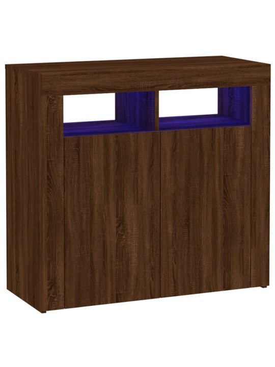 Kumode ar led lampiņām, ozolkoka krāsa, 80x35x75 cm