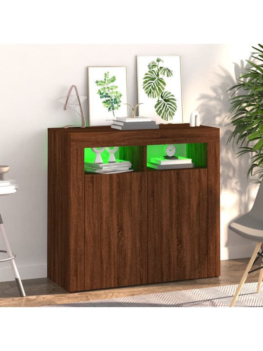Kumode ar led lampiņām, ozolkoka krāsa, 80x35x75 cm