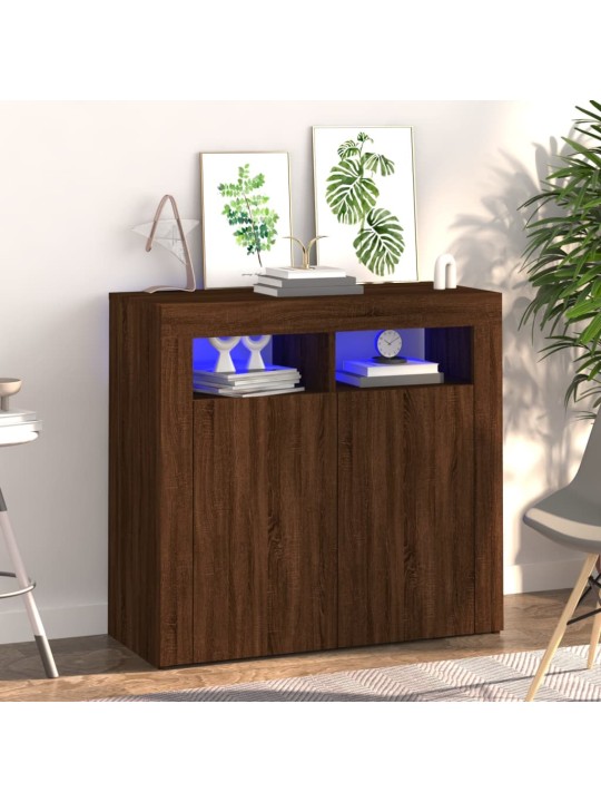 Kumode ar led lampiņām, ozolkoka krāsa, 80x35x75 cm