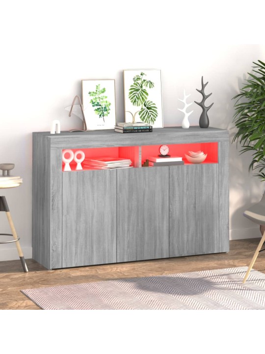 Kumode ar LED lampiņām, 115,5x30x75 cm, pelēka ozolkoka krāsa