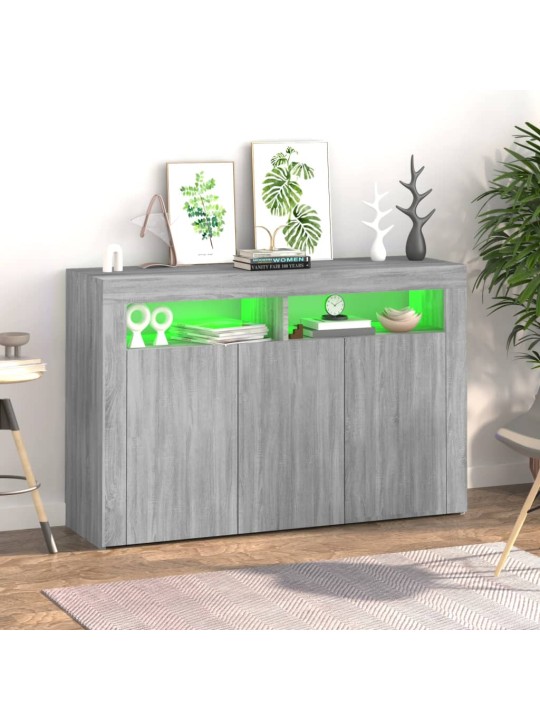 Kumode ar LED lampiņām, 115,5x30x75 cm, pelēka ozolkoka krāsa