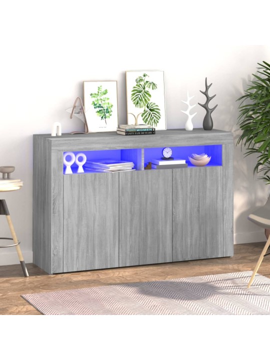 Kumode ar LED lampiņām, 115,5x30x75 cm, pelēka ozolkoka krāsa