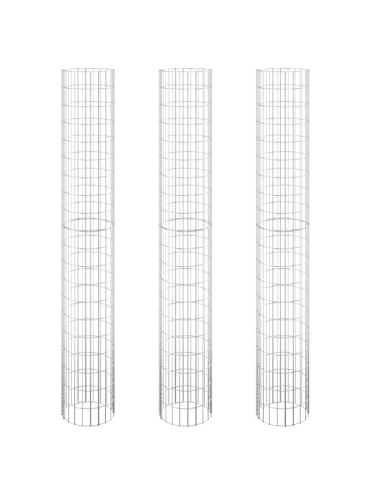 Gabioni, puķu kastes, 3 gab., apaļi, cinkots tērauds, ø30x200cm