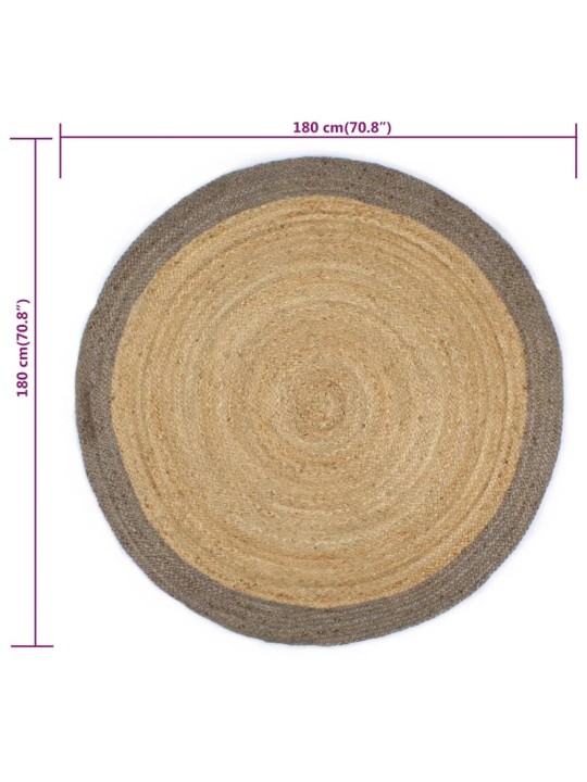 Paklājs, 180 cm, roku darbs, džuta, ar pelēku malu