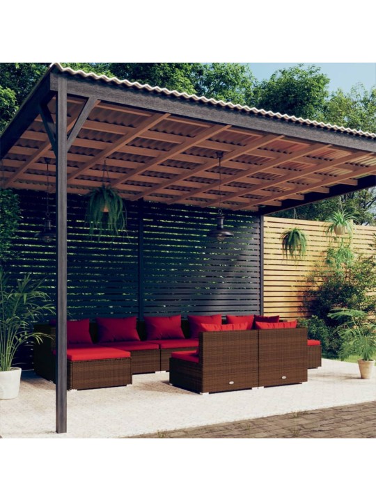 9-daļīgs dārza atpūtas mēbeļu komplekts, brūna PE rotangpalma