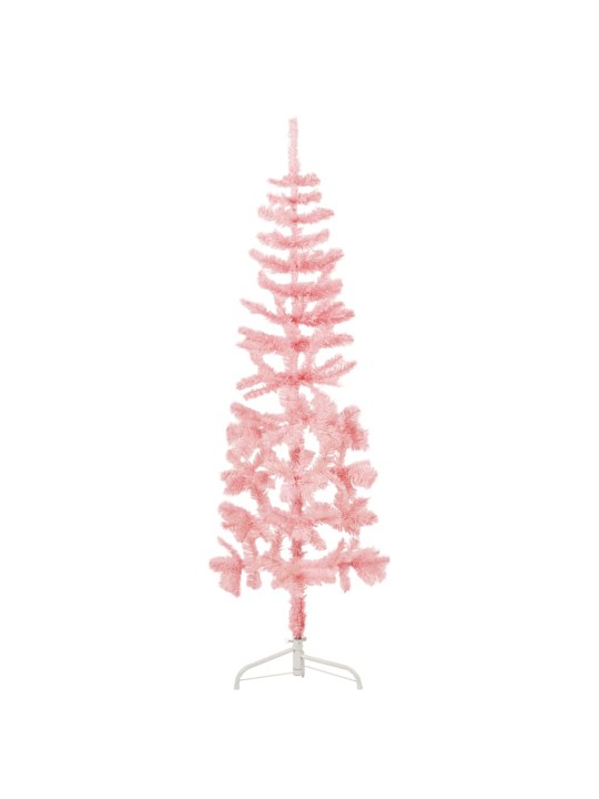 Mākslīgā ziemassvētku egle ar statīvu, pusapaļa, rozā, 120 cm