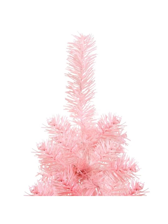 Mākslīgā ziemassvētku egle ar statīvu, pusapaļa, rozā, 120 cm