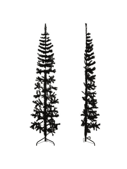 Mākslīgā ziemassvētku egle ar statīvu, pusapaļa, melna, 210 cm