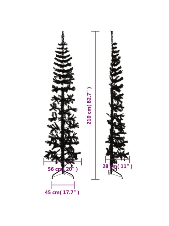 Mākslīgā ziemassvētku egle ar statīvu, pusapaļa, melna, 210 cm