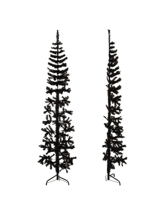 Mākslīgā ziemassvētku egle ar statīvu, pusapaļa, melna, 240 cm