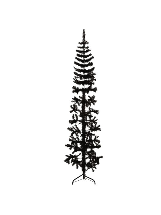 Mākslīgā ziemassvētku egle ar statīvu, pusapaļa, melna, 240 cm