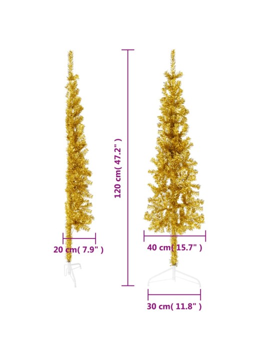 Mākslīgā ziemassvētku egle ar statīvu, pusapaļa, zelta, 120 cm