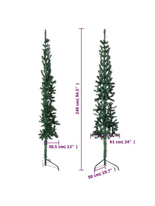 Mākslīgā ziemassvētku egle ar statīvu, pusapaļa, zaļa, 240 cm