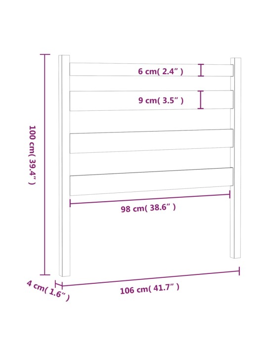 Gultas galvgalis, medus brūns, 106x4x100 cm, priedes masīvkoks