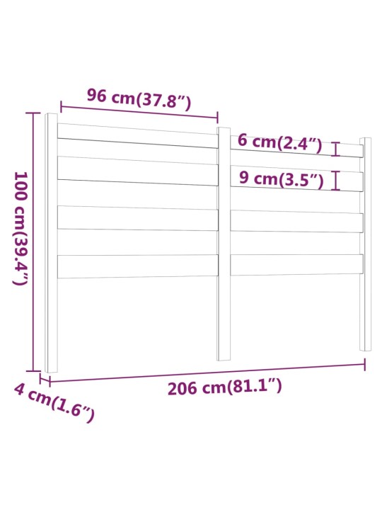Gultas galvgalis, medus brūns, 206x4x100 cm, priedes masīvkoks