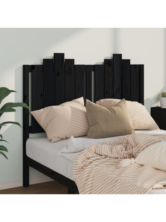 Gultas galvgalis, melns, 126x4x110 cm, priedes masīvkoks