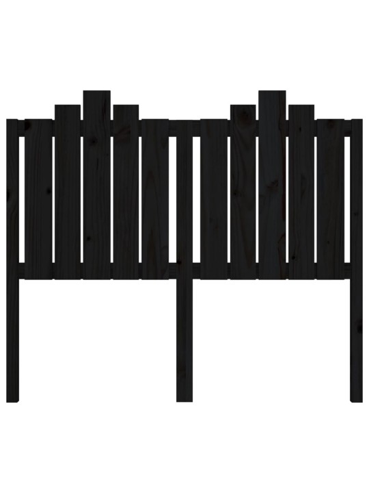 Gultas galvgalis, melns, 126x4x110 cm, priedes masīvkoks