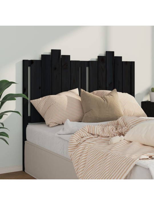 Gultas galvgalis, melns, 126x4x110 cm, priedes masīvkoks