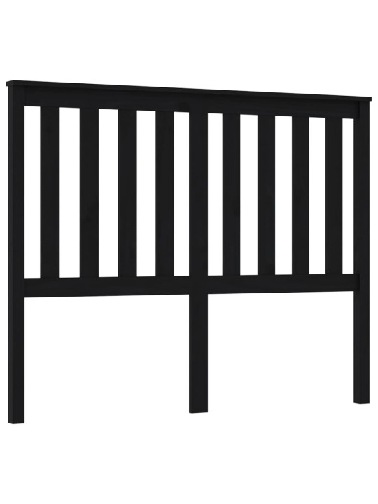 Gultas galvgalis, melns, 126x6x101 cm, priedes masīvkoks