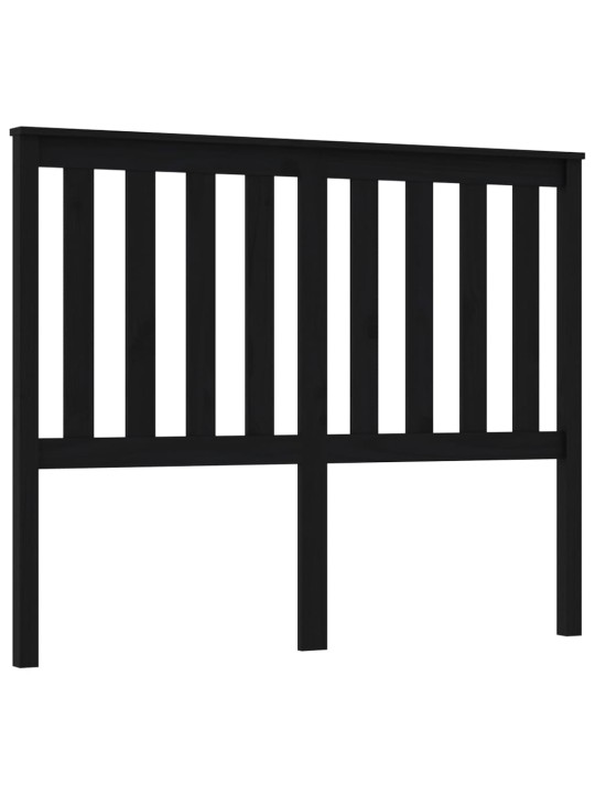 Gultas galvgalis, melns, 146x6x101 cm, priedes masīvkoks