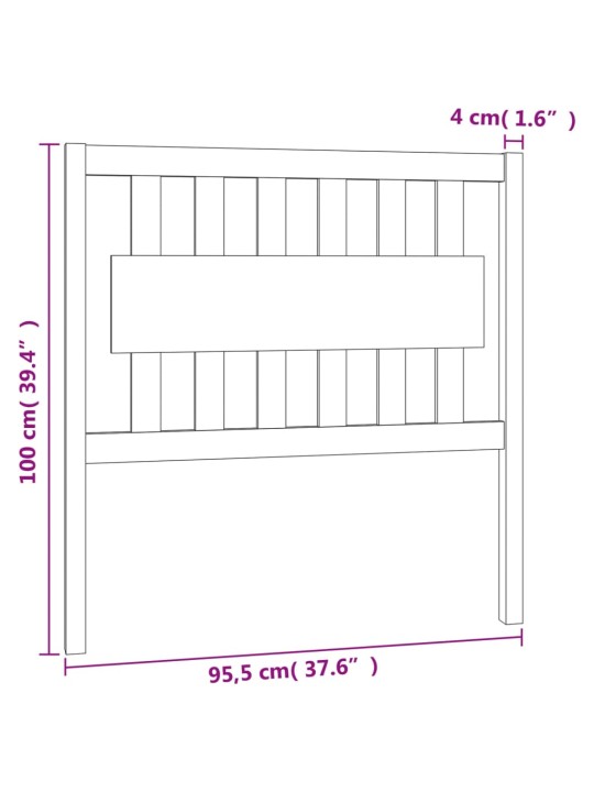 Gultas galvgalis, medus brūns, 95,5x4x100 cm, priedes masīvkoks